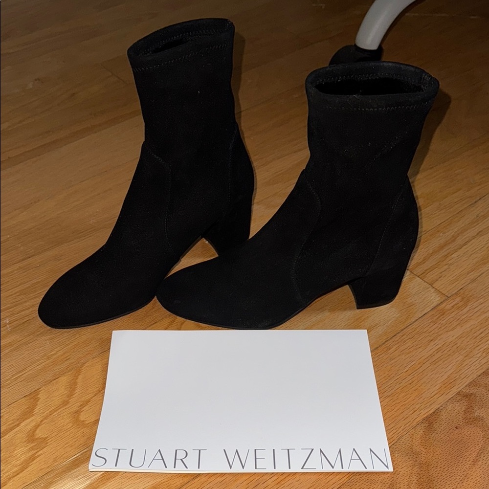 Stuart Weitzman Black Suede Ankle Boots - Yuliana 60